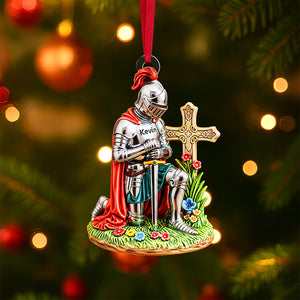 Kneeing Knight Ornament - Personalized Gifts For Christians 05huta300825 - Ornament - GoDuckee