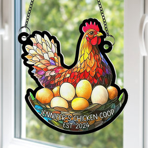 Personalized Gifts For Chicken Lover Window Hanging Suncatcher Ornament 01XQQN180225 - Ornament - GoDuckee