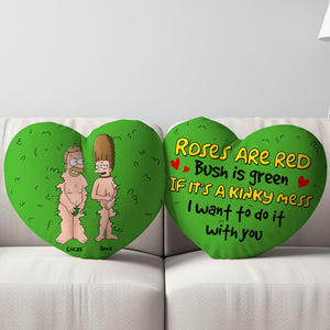 Personalized Gifts For Couple, Naughty Couple Hiding In Bush Heart Shaped Pillow 03qhtn090724hg - Pillow - GoDuckee