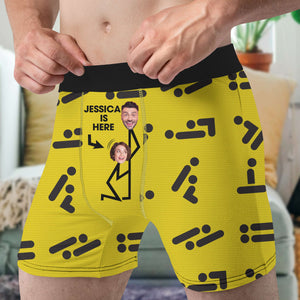 Personalized Gifts For Couple Boxer Briefs Love Is Here - Boxer Briefs - GoDuckee