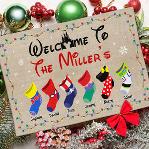 Socks Family Welcome To Our House 02natn271023 Personalized Door Mat - Doormat - GoDuckee