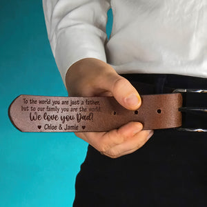 Personalized Gifts For Dad Secret Message Men's Belt We Love You Dad - Belts - GoDuckee