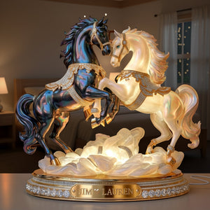 Luxury Horse Couple Light Box - Personalized Gifts For Couple & Horse Lover 06QHLU281125 - Light Box - GoDuckee