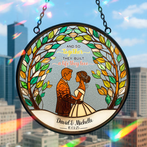 Newlywed Couple Stained Glass - Personalized Gifts For Couple 01PGLU160825 - Ornament - GoDuckee