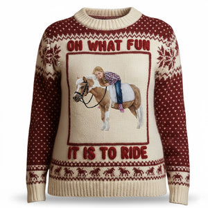 Custom Photo Christmas Gifts For Horse Riding Lovers Ugly Sweater 02natn161025 - AOP Products - GoDuckee
