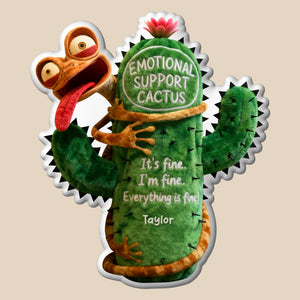 Fun Lizard Hugging Emotional Support Cactus Custom Shape Pillow - Personalized Gifts For Coworker 04qhqn221125 - Pillow - GoDuckee