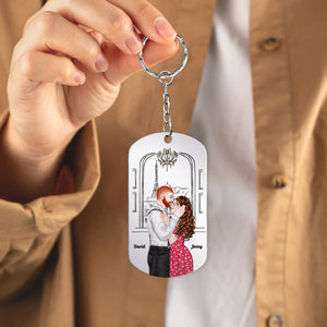 To My Love, Couple Gift, Personalized Keychain, Couple Kissing Stainless Steel Engraved Keychain - Keychains - GoDuckee