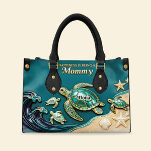 Turtle Mom Leather Bag - Personalized Mothers Day Gifts 01NADT230226 - Leather Bag - GoDuckee