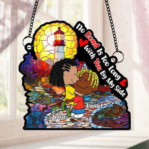 Personalized Gifts For Couples Suncatcher Ornament Hugging Cartoon Couple 01KALU110125HG - Ornament - GoDuckee