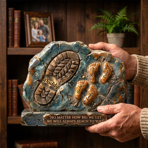 Daddy And Kids Footprint Acrylic Plaque - Personalized Gifts For Dad 05TODH050526 - Shaped Plaques - GoDuckee