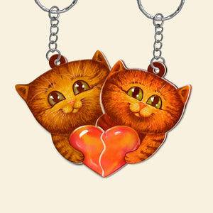 Personalized Cat Couple Keychains - Couple Gift For Pet Lover - Keychains - GoDuckee