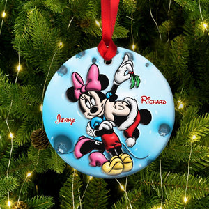 Couple Gift, Personalized Ceramic Ornament, Mouse Couple Ornament, Christmas Gift 02NAHN251023 - Ornament - GoDuckee