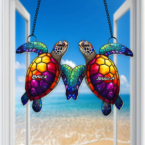 Ocean Soulmates Turtle Suncatcher Ornament - Personalized Gifts For Couple 05TOLU080725 - Ornament - GoDuckee