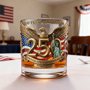 250 Years Of Freedom Anniversary 11oz Round Glass - Personalized Gifts For Patriots 05patn110226 - Glass - GoDuckee