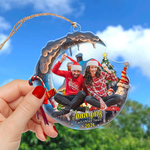Custom Photo Gifts For Couple Ornament 03dglu200924 Christmas Moon House - Ornament - GoDuckee