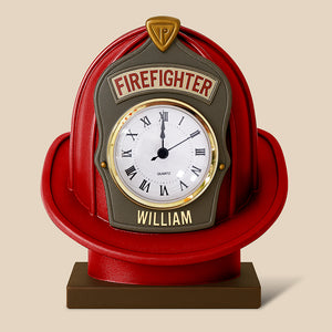 Firefighter Helmet Desk Clock Plaque - Personalized Gifts For Firefighter 03toqn280525 - Clock Plaques - GoDuckee
