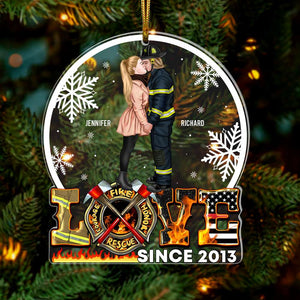 Firefighter Couple Love Acrylic Ornament, Christmas Gift For Firefighter Couple 03QHQN221123 - Ornament - GoDuckee