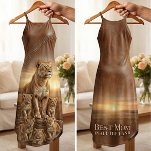 Lion Mom Suspender Maxi Dress - Personalized Gifts For Moms 02naqn240326 - Dress - GoDuckee