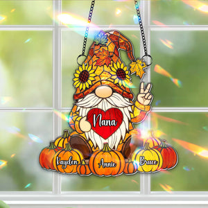 Cute Pumpkin Gnome Suncatcher - Personalized Gifts For Grandma 07NALU150725 - Ornament - GoDuckee