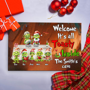 It's All Toasty Inside, Personalized Green Monster Family Door Mat GO1DOR-01HTTN051023, Christmas Gift For Family - Doormat - GoDuckee