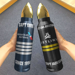 Personalized Gift For Pilot, Custom Rank & Airline Logo Bullet Tumbler 03qhqn121224 - Tumbler Cup - GoDuckee