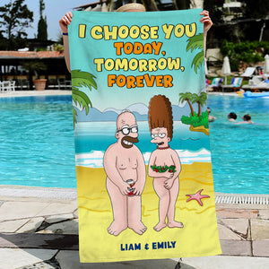 Personalized Gifts for Couple Beach Towel, Funny Standing In The Beach 01napu090724hg - Beach Towel - GoDuckee