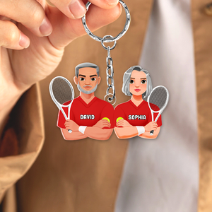 Personalized Gifts For Tennis Couple Keychain 011qhhu210125pa - Keychains - GoDuckee
