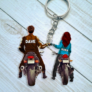 Personalized Gifts For Couple Keychain Biker Couple 04QHHU100124TM - Keychains - GoDuckee