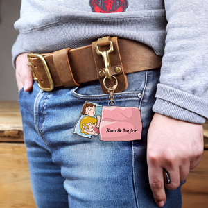 Personalized Gifts For Couple Keychain Couple Sleeping 01QHHU110225HH - Keychains - GoDuckee