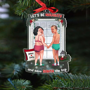 Let's Be Naughty, Couple Gift, Personalized Acrylic Ornament, Old Couple Acrylic Ornament, Christmas Gift - Ornament - GoDuckee