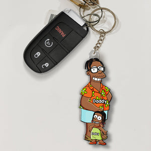Funny Dad & His Little Ones Acrylic Keychain - Personalized Gifts For Father 01QHHU160525PA - Keychains - GoDuckee