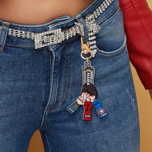 Personalized Gifts For Mom Keychain Superhero Fist Bump 02QHHU080325HA - Keychains - GoDuckee