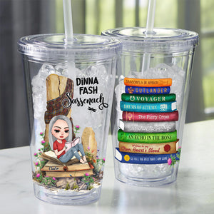 Gift For Book Lovers, Personalized Acrylic Tumbler, Girl Reading Books, Custom Book Title Tumbler 01HUHU090823HH - Tumbler Cup - GoDuckee