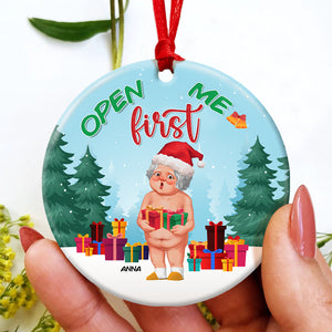 Set Of 2 Personalized Ornaments For Couple, Open Me First, Naughty Old Couple, Christmas Gift, Anniversary Gift Ideas - Ornament - GoDuckee