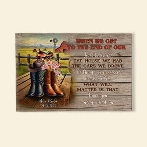 Personalized Gift For Cowboy Couple Wall Art, Cowboy Boots On Western Farm Canvas 03QHMH131224 - Poster & Canvas - GoDuckee