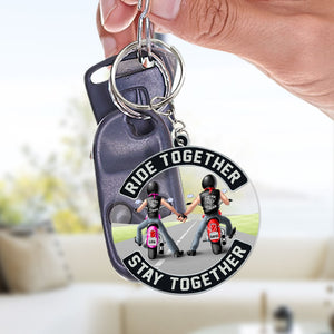 Ride Together Stay Together Personalized Motorcycle Keychain, Biker Couple Gift - Keychains - GoDuckee