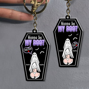 Wanna Be My Boo? Personalized Keychain- Gift For Him/ Gift For Her- Funny Couple Keychain - Keychains - GoDuckee