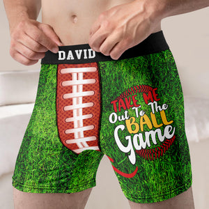 Take Me Out To The Ball Game, Boxer for Football Lover, Men Boxer Briefs, Gift For Football Lover - Boxer Briefs - GoDuckee