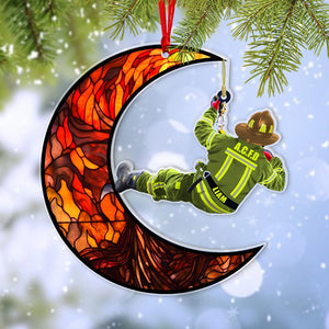 Firefighter Rescuing-Personalized Ornament - Acrylic Custom Shape Ornament- Gift For Firefighter - Ornament - GoDuckee