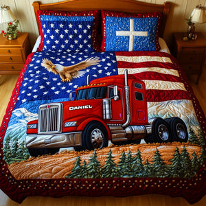 American Trucker Pride Quilt Bedding Set Special Line – Personalized Gifts for Trucker Lovers 03tglu240625 - Blanket - GoDuckee