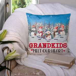 Grandkids Melt Our Heart, Personalized Square Pillow, Christmas Gifts For Grandparents - Pillow - GoDuckee