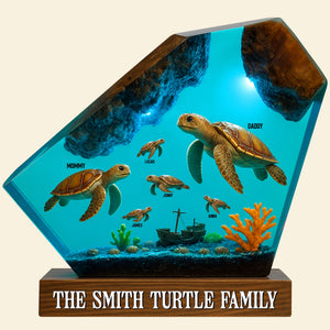 Turtle Family Plaque - Personalized Gifts For Family 04natn280525 - Shaped Plaques - GoDuckee