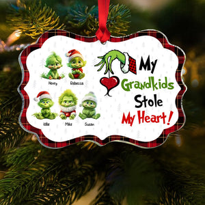 My Grandkids Stole My Heart, Personalized Medallion Acrylic Ornament, 05HTHN220923, Chirstmas Gift For Family - Ornament - GoDuckee