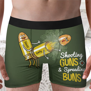Personalized Gifts For Men Boxers Shooting Guns & Spreading Buns 05htqn240124 - Boxers & Briefs - GoDuckee