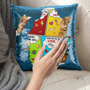You Are The Best Cat Mom Ever, Custom Photo Square Glitter Pillow- Gift For Cat Lover - Pillow - GoDuckee