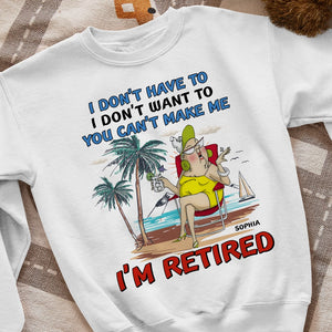Personalized Gifts For Grandma Shirt 05hutn190624 Retired Woman on The Beach - Shirts - GoDuckee