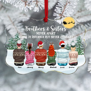 Brothers & Sisters Never Apart, Personalized Family Medallion Acrylic Ornament, Christmas Gift - Ornament - GoDuckee