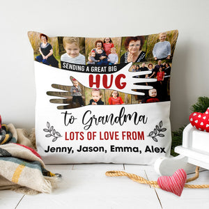 Great Big Hug Personalized Pillow, Best Long-Distance Relationship Gifts, Gift For Grandma & Family Members - Pillow - GoDuckee