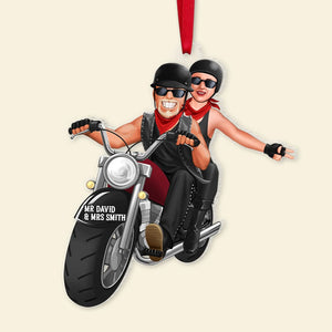 Mr & Mrs, Personalized 01HUTN241123DA-02 Acrylic Ornament, Christmas Gift For Biker Couple - Ornament - GoDuckee