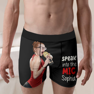 Custom Photo Gifts For Couple Men's Boxers Speak Into The Mic - Boxers & Briefs - GoDuckee